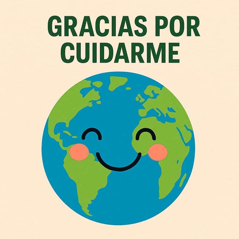 planeta tierra sonriendo gracias por cuidarme